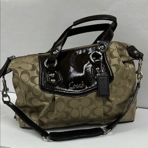 Coach Tan and Dark Brown Satchel